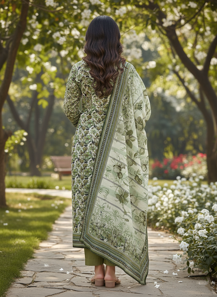 3-PC Dyed Trouser-Simple Lawn