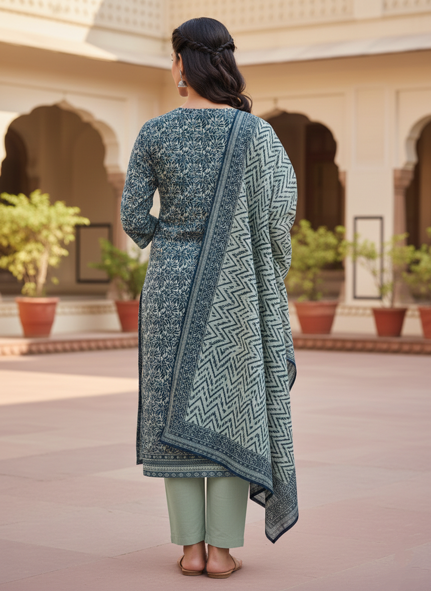 3-PC Dyed Trouser-Simple Lawn