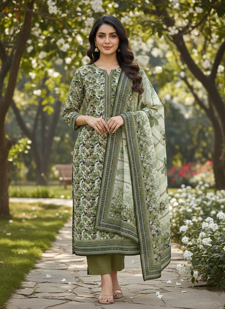 3-PC Dyed Trouser-Simple Lawn