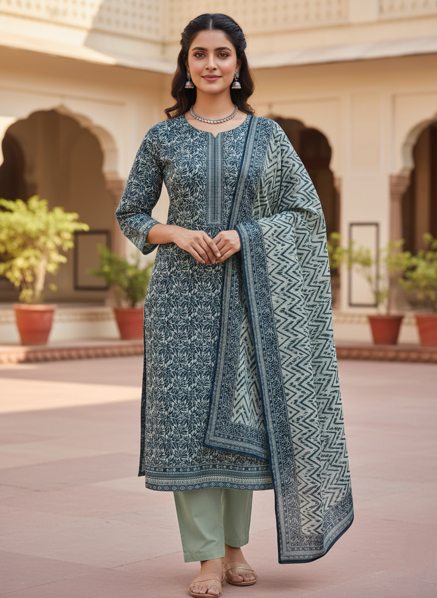 3-PC Dyed Trouser-Simple Lawn