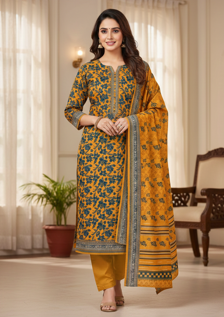 3PC Dyed Trouser-Simple Lawn