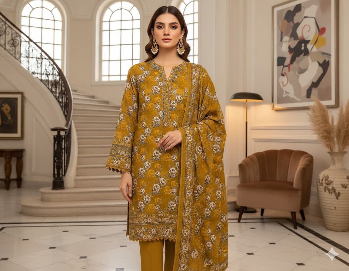 WOMEN UNSTITCHED 3PC KHADAR SUITS & Female  Clothes